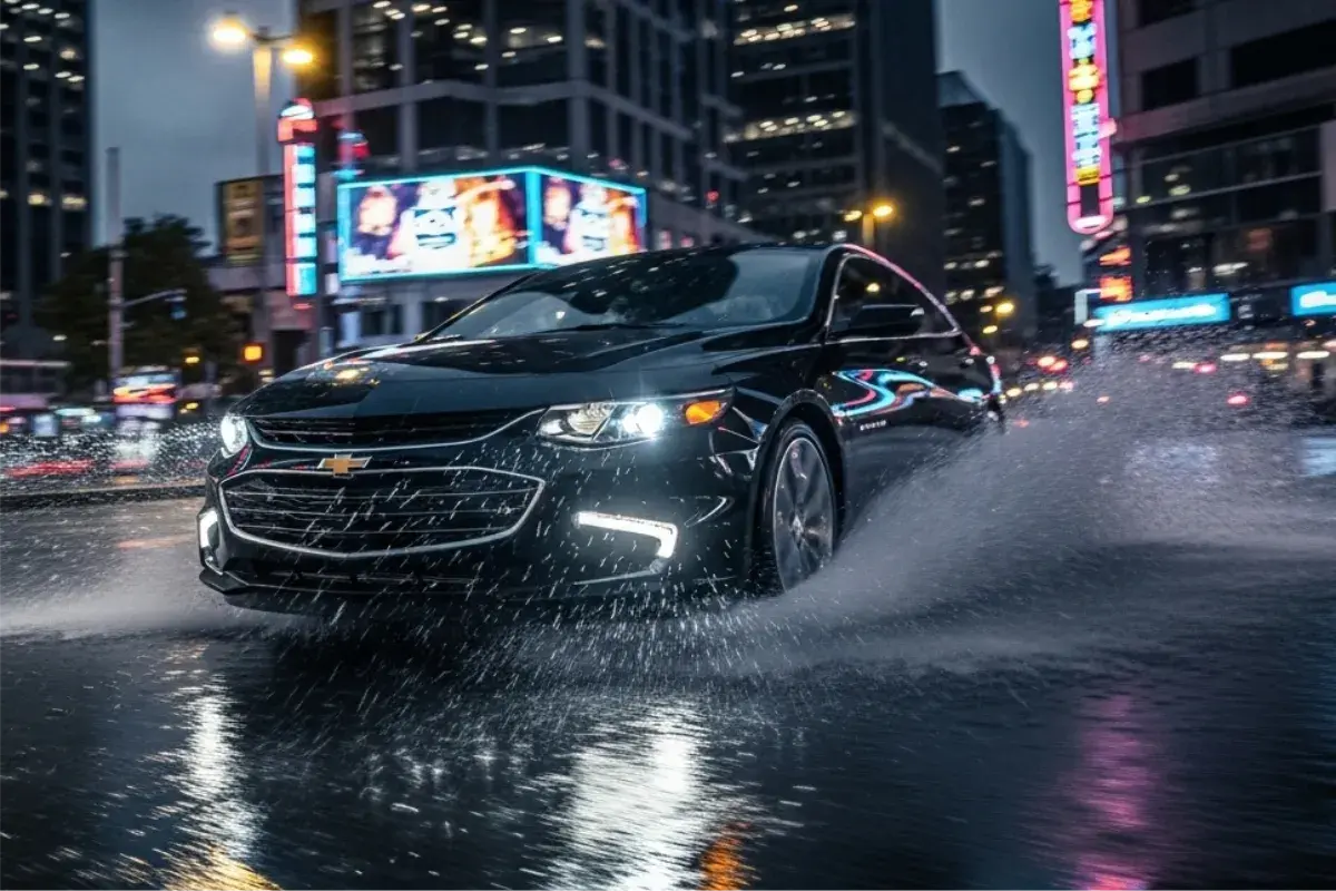 Chevrolet Malibu Chevrolet Malibu negreo salpicando agua a toda velocidad