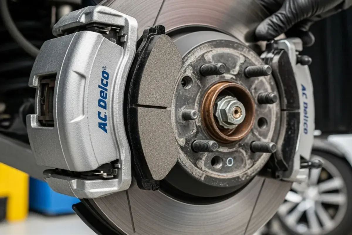 Sistema de frenos Ac Delco Sistema de frenos Ac Delco en auto en taller mecanico